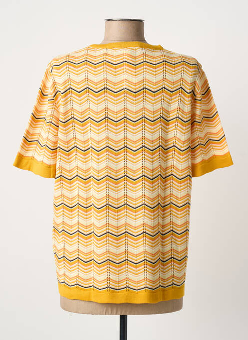 Pull coupe cintrée manches courtes jaune THEL ELEGANCE femme