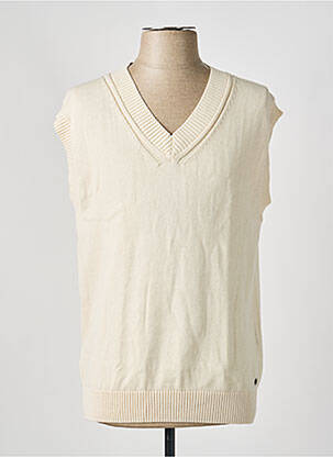 Pull maille fine manches courtes beige NO EXCESS homme