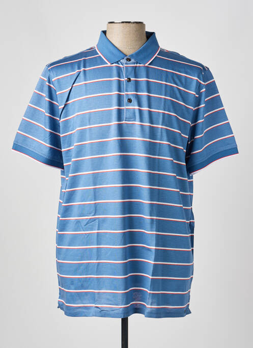 Polo imprimé rayures manches courtes bleu OLYMP homme