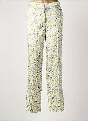 Pantalon droit fermeture zippée sous rabat boutonné jaune LCDN femme