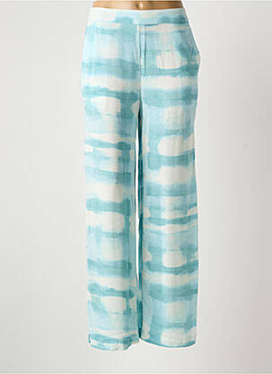 Pantalon droit taille élastique bleu ICHI femme