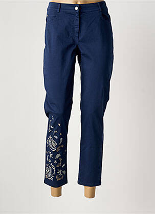 Pantalon 7/8 fermeture zippée sous rabat boutonné bleu MERI & ESCA femme