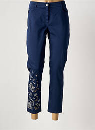 Pantalon 7/8 fermeture zippée sous rabat boutonné bleu MERI & ESCA femme