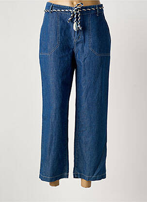 Pantalon 7/8 fermeture zippée sous rabat boutonné bleu ANNA MONTANA femme