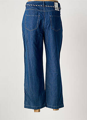 Pantalon 7/8 fermeture zippée sous rabat boutonné bleu ANNA MONTANA femme