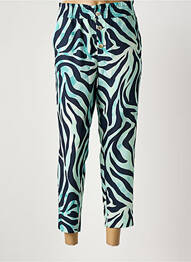 Pantalon 7/8 fermeture zippée sous rabat boutonné bleu LCDN femme