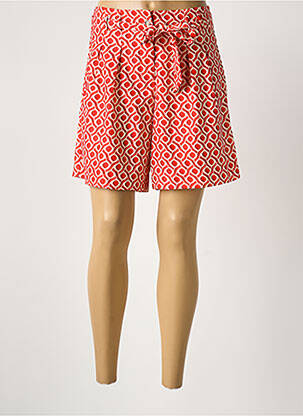 Short fermeture zippée sous rabat boutonné rouge LCDN femme