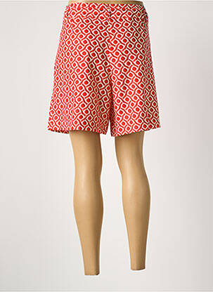 Short fermeture zippée sous rabat boutonné rouge LCDN femme