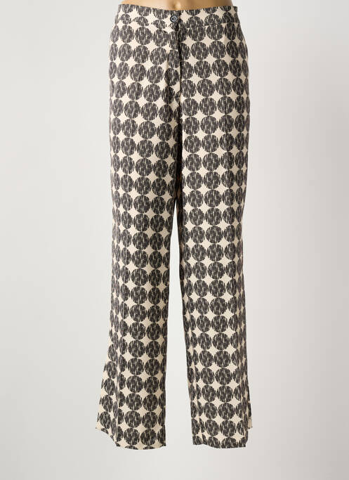 Pantalon droit fermeture zippée sous rabat boutonné noir LCDN femme