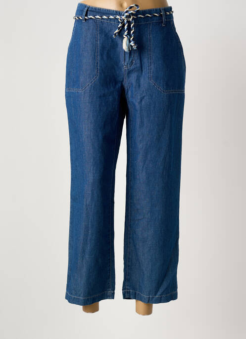 Pantalon 7/8 fermeture zippée sous rabat boutonné bleu ANNA MONTANA femme