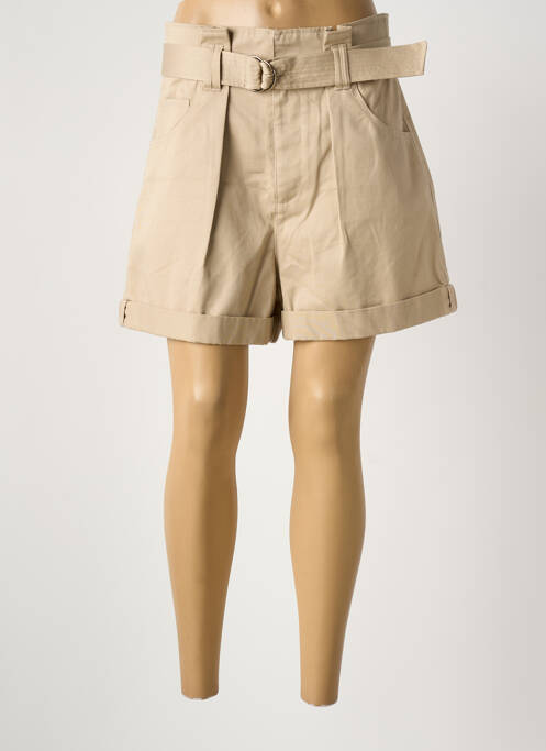 Short fermeture zippée sous rabat avec crochet beige MORGAN femme