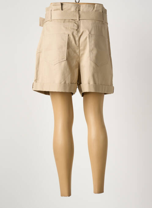 Short fermeture zippée sous rabat avec crochet beige MORGAN femme