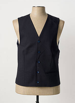 Gilet sans manche effet matière satinée bleu LUIGI MORINI homme
