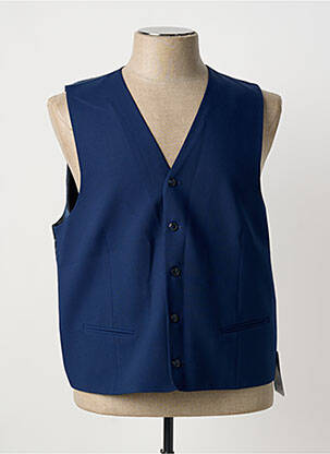 Gilet sans manche effet matière satinée bleu LUIGI MORINI homme