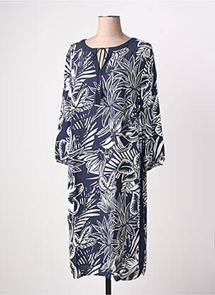 Robe mi-longue imprimé fantaisie manches longues bleu BARBARA LEBEK femme