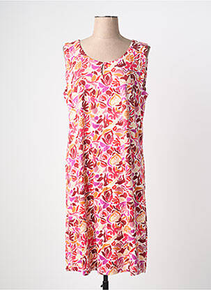Robe mi-longue imprimé fantaisie sans manche rose AGATHE & LOUISE femme