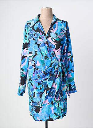 Robe mi-longue imprimé fleurs manches longues bleu MORGAN femme
