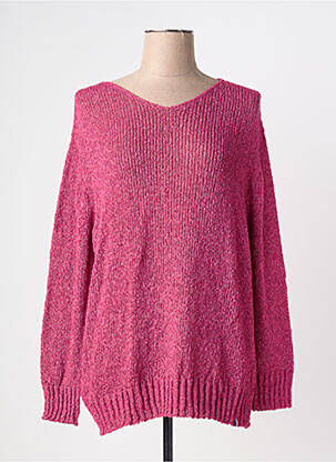 Pull coupe droite manches longues rose PULL & MAILLE femme