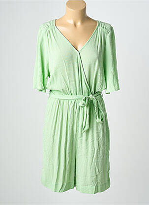 Combishort tissage crêpe manches courtes vert ICHI femme