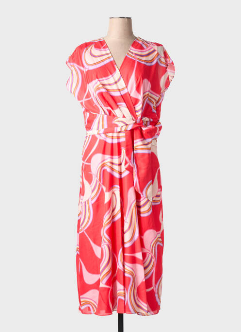 Robe longue imprimé fantaisie manches courtes rouge CHRISTINE LAURE femme