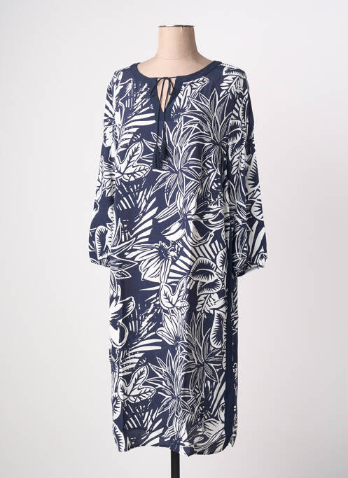 Robe mi-longue imprimé fantaisie manches longues bleu BARBARA LEBEK femme