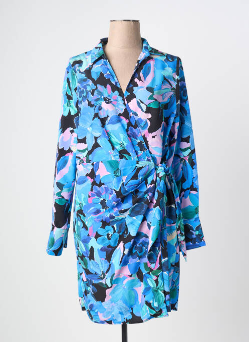 Robe mi-longue imprimé fleurs manches longues bleu MORGAN femme