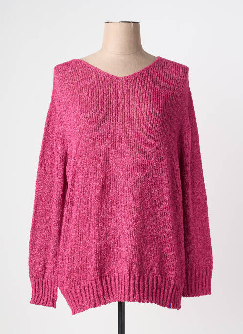 Pull stretch manches longues rose PULL & MAILLE femme
