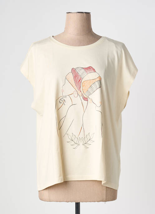 T-shirt coupe droite manches courtes beige JULIE GUERLANDE femme