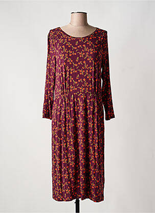 Robe mi-longue imprimé fleurs manches longues rouge WHITE STUFF femme