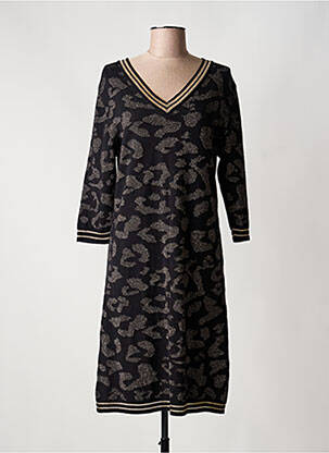 Robe mi-longue manches longues manches longues noir FRED SABATIER femme
