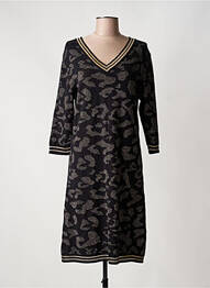 Robe mi-longue manches longues manches longues noir FRED SABATIER femme