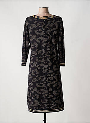Robe mi-longue manches longues manches longues noir FRED SABATIER femme