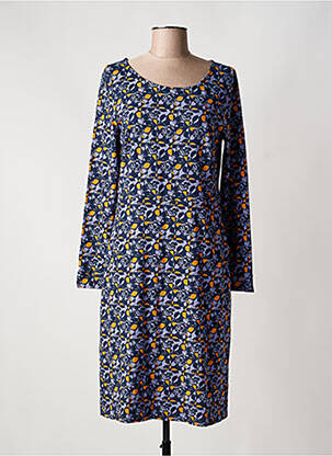 Robe mi-longue imprimé fleurs manches longues bleu ZILCH femme