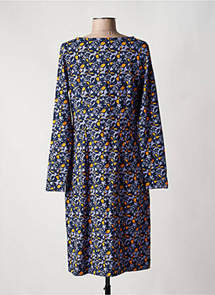 Robe mi-longue imprimé fleurs manches longues bleu ZILCH femme
