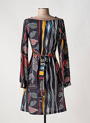Robe mi-longue imprimé fleurs manches longues noir LO! LES FILLES femme