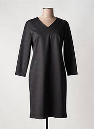Robe mi-longue imprimé fantaisie manches longues noir GEVANA femme