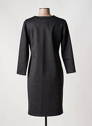 Robe mi-longue imprimé fantaisie manches longues noir GEVANA femme