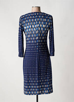 Robe mi-longue imprimé fantaisie manches longues bleu GEVANA femme