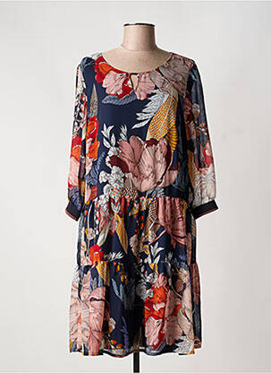 Robe mi-longue coupe fluide manches longues bleu BETTY BARCLAY femme