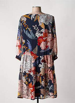 Robe mi-longue imprimé fleurs manches longues bleu BETTY BARCLAY femme