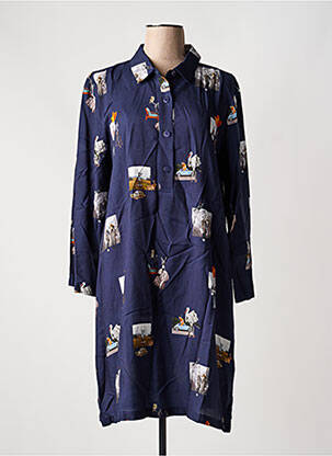 Robe mi-longue imprimé fantaisie manches longues bleu NICE THINGS femme