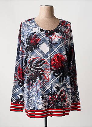 Gilet manches longues col rond rouge JOY OF LIFE femme