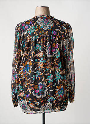 Chemisier imprimé fleurs manches longues noir ELORA femme