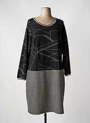 Robe mi-longue imprimé fantaisie manches longues noir FRED SABATIER femme