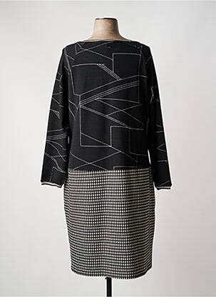 Robe mi-longue imprimé fantaisie manches longues noir FRED SABATIER femme