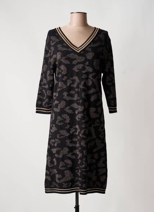 Robe mi-longue manches longues manches longues noir FRED SABATIER femme