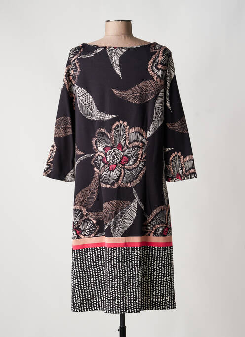 Robe mi-longue imprimé fleurs manches 3/4 noir COMMA, femme