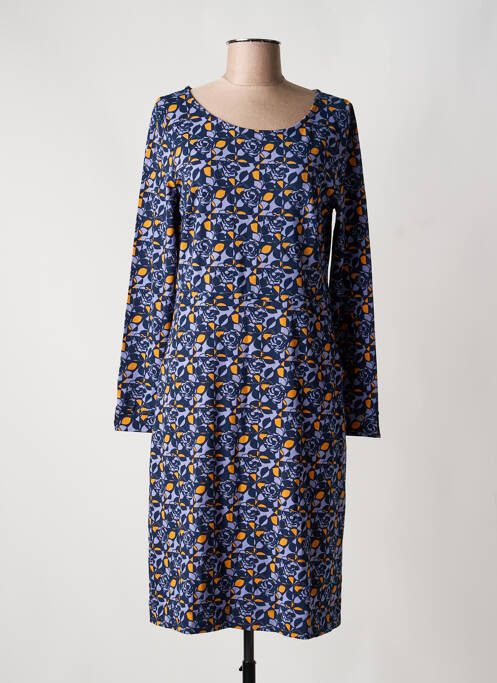 Robe mi-longue imprimé fleurs manches longues bleu ZILCH femme