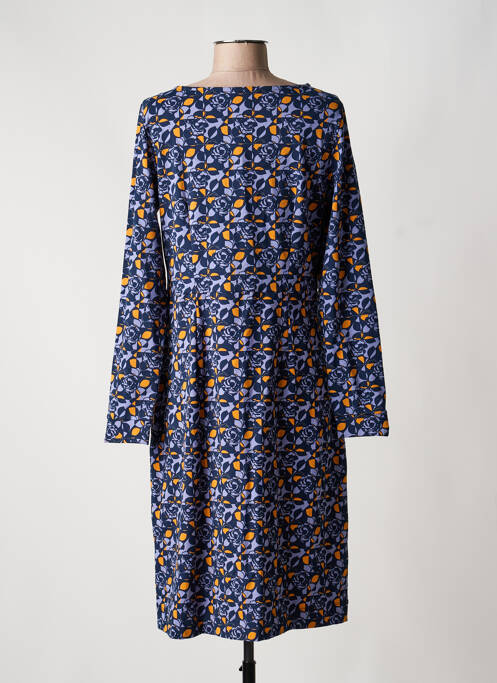 Robe mi-longue imprimé fleurs manches longues bleu ZILCH femme