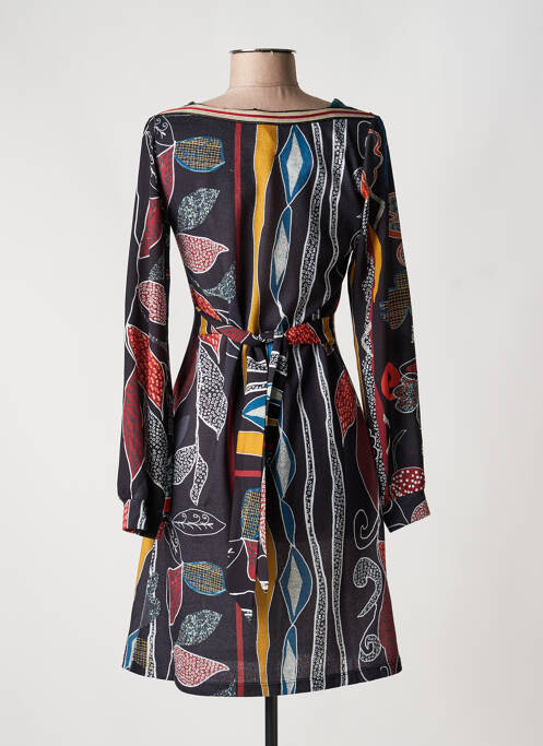 Robe mi-longue imprimé fleurs manches longues noir LOLESFILLES femme